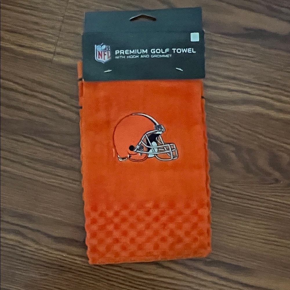 NFL Orange Golf Towel with Helmet Logo